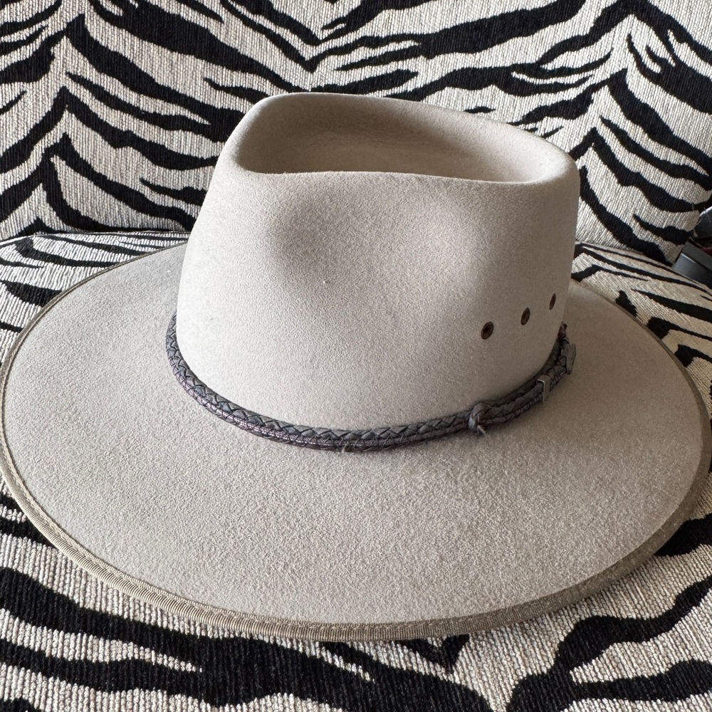 Akubra Tan Fedora Hat with Wide Brim made in Australia